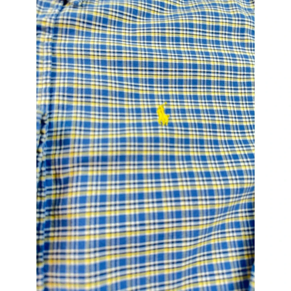 Polo Ralph Lauren Mens XL Classic Fit Plaid Button Down Shirt Blue Yellow Cotton